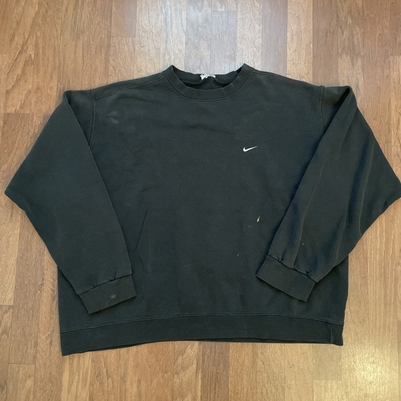 Nike Other - Vintage 90s Nike Black Pullover Crewneck Sz XL Swoosh Distressed Faded